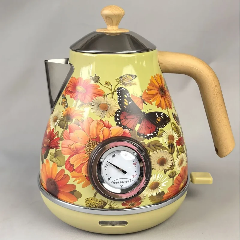 Dobleuno Retro Electric Kettle 1.7L – Thermometer, Auto Shut-Off, 304 Steel