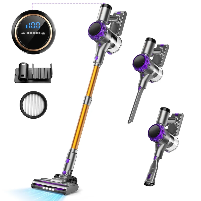 YISORA S3P Cordless Vacuum Cleaner – 40Kpa, 55 Min, Touchscreen, Pet Hair