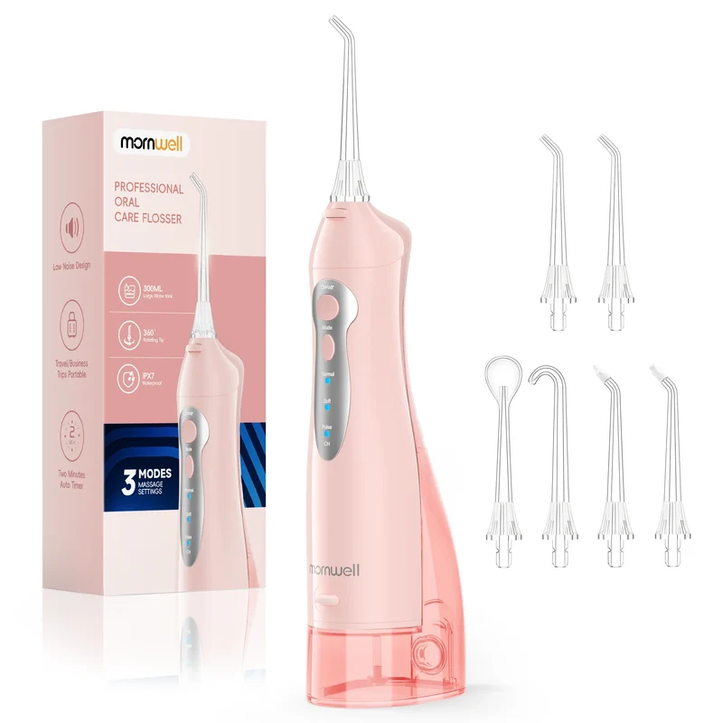 Mornwell D52 Cordless Water Flosser – 4 Jets, 3 Modes, IPX7 Waterproof