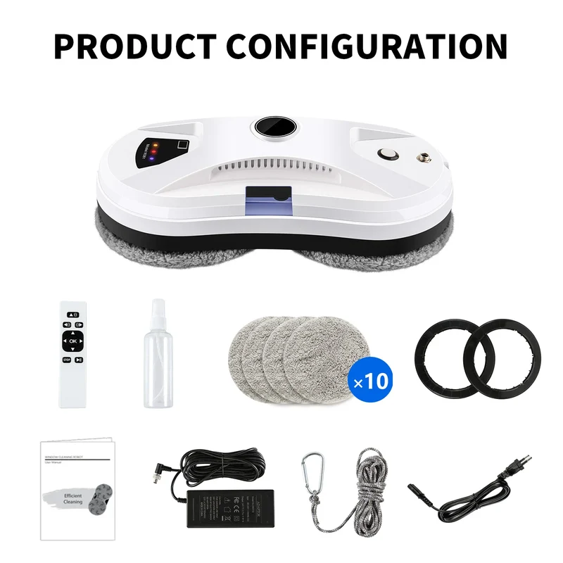 DIVEDEER Intelligent Window Cleaner – Automatic Water Spray, Anti-Fall Magnetic Glass Cleaner