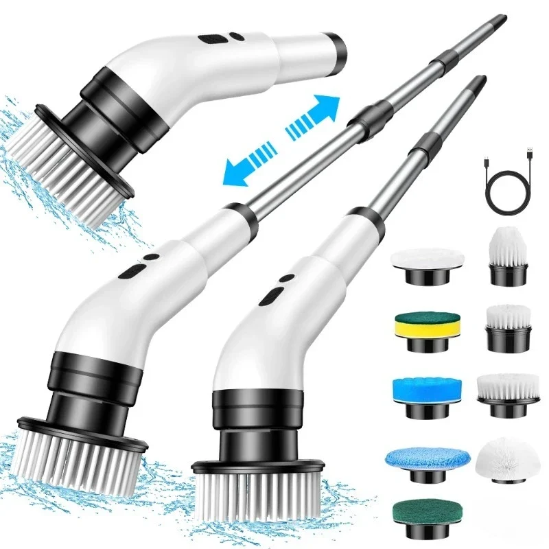 9-in-1 Multifunctional Electric Cleaning Brush – Telescopic Handle, Bathroom, Floor & Kitchen