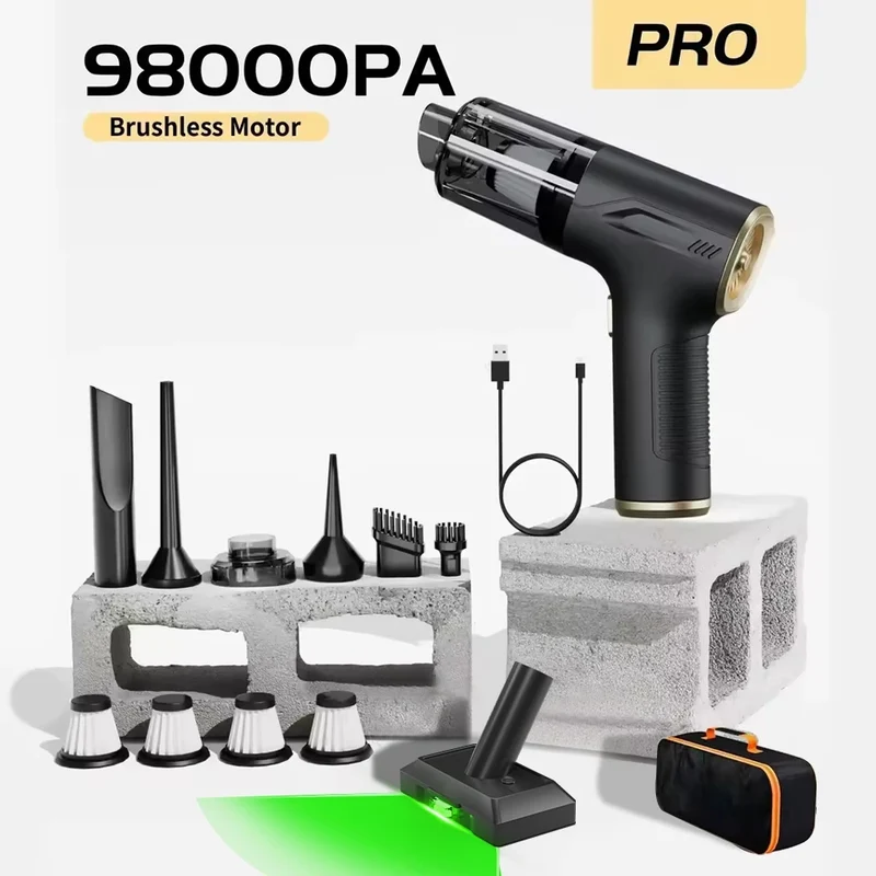 CENRR 98000Pa Cordless Car Vacuum Cleaner – Handheld, Wireless, Powerful Suction with Air Gun