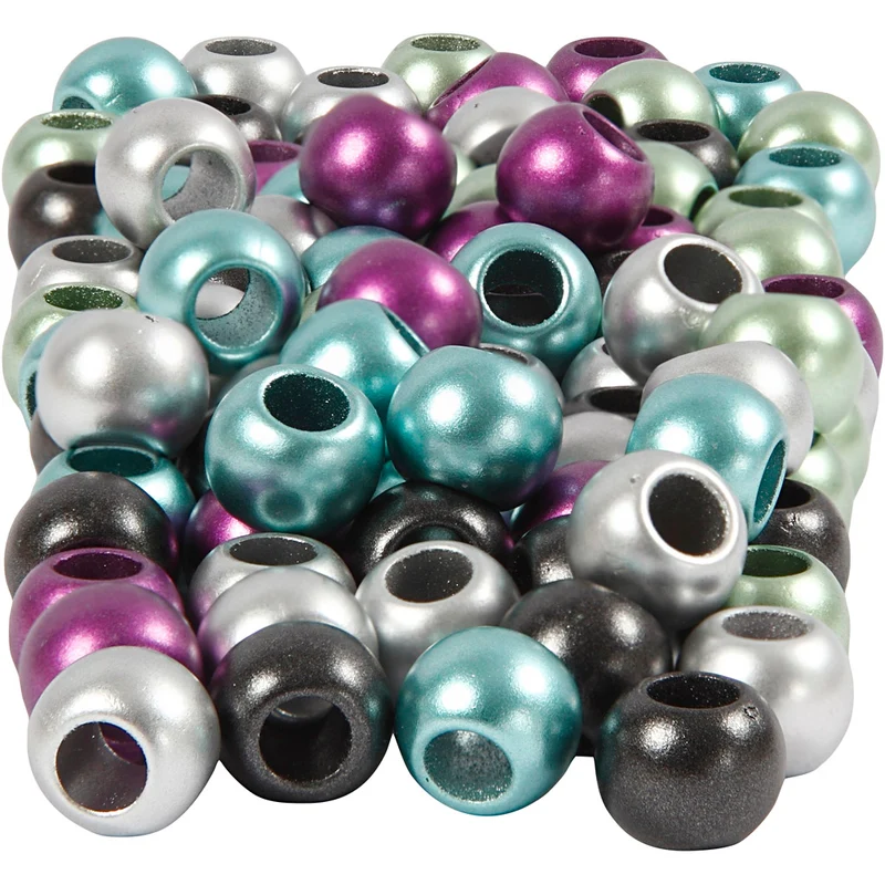 Kongopärlor, Dia. 10 mm, Hålstl. 4 mm, ca. 145 st., metallicfärger, 60 g, 125 ml/ 1 förp. [HOB-617180]