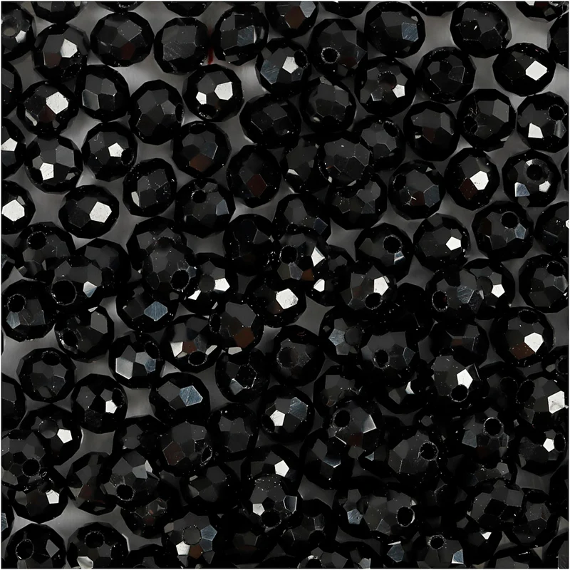 Facettpärlor, stl. 3x4 mm, Hålstl. 0,8 mm, svartmetallic, 100 st./ 1 förp. [HOB-61680]