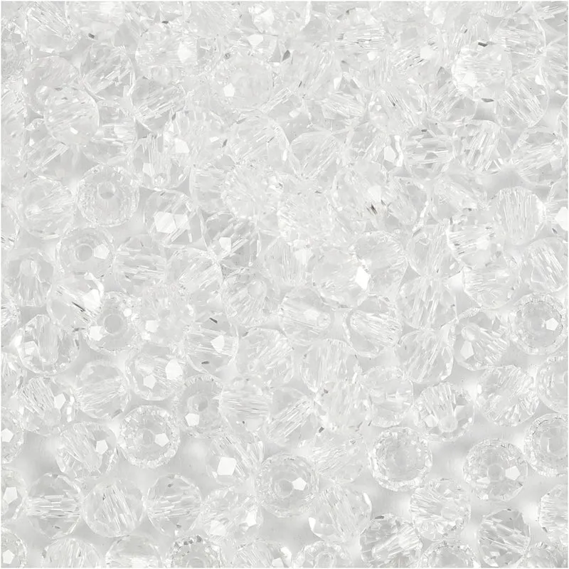 Facettpärlor, stl. 3x4 mm, Hålstl. 0,8 mm, kristall, 100 st./ 1 förp. [HOB-61665]