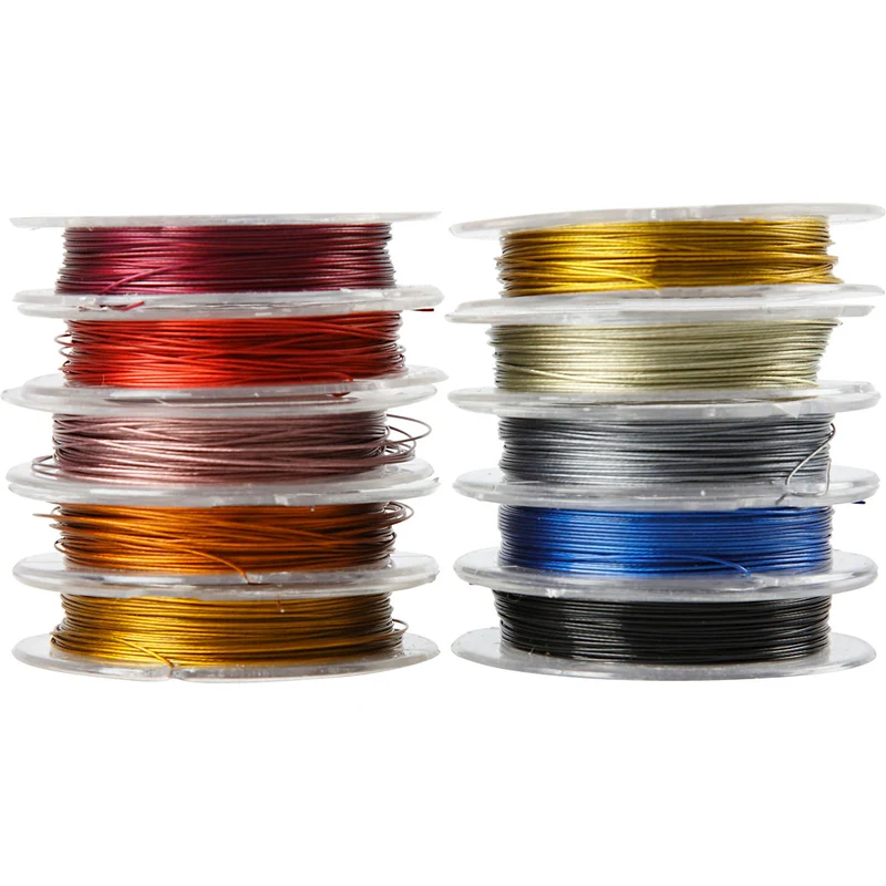 Smyckeswire, tjocklek 0,38 mm, mixade färger, 10 m/ 1 förp. [HOB-61582]
