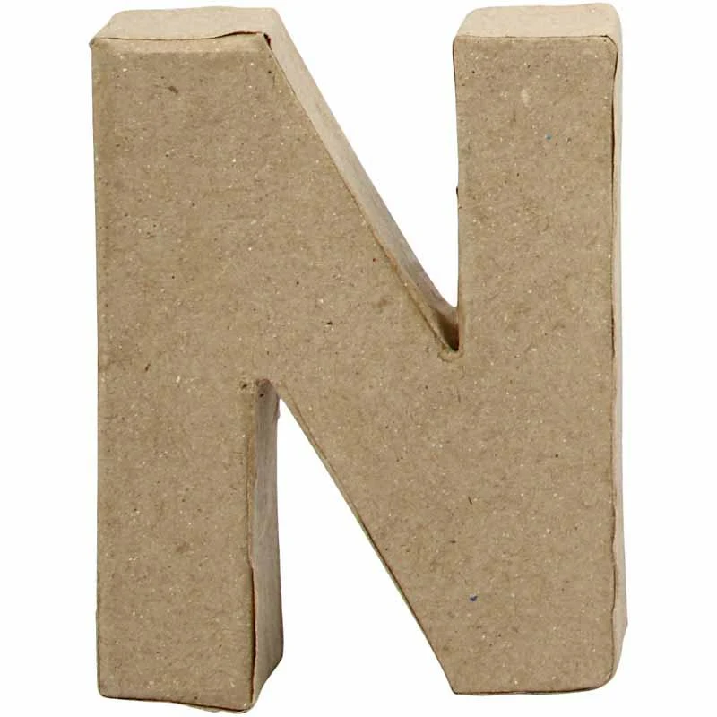 Pappbokstav, N, H: 10 cm, B: 7,8 cm, tjocklek 2 cm, 1 st. [HOB-26652]