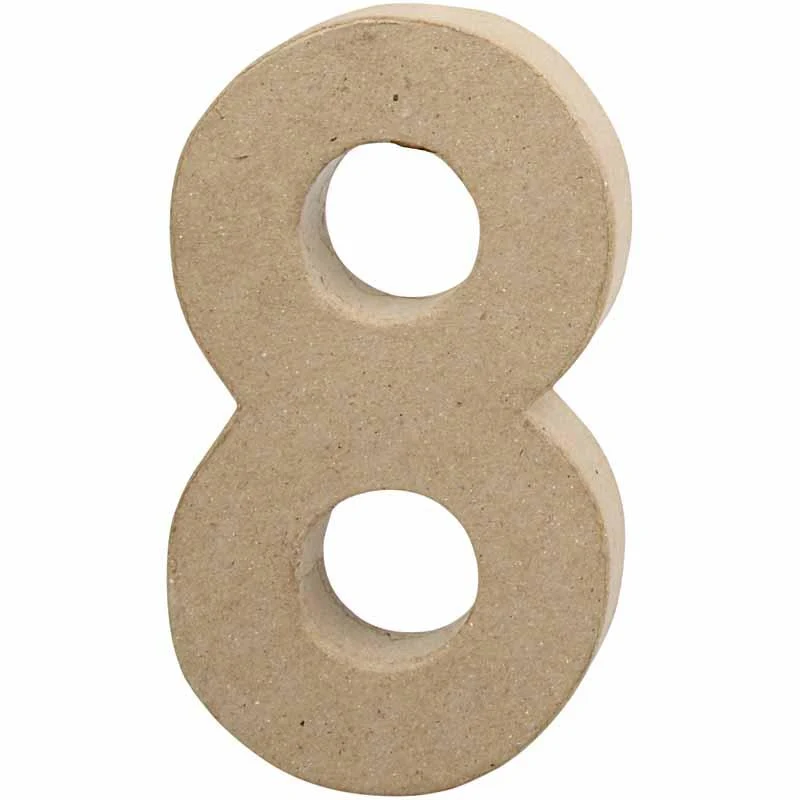Pappsiffra, 8, H: 20,2 cm, B: 11 cm, tjocklek 2,5 cm, 1 st. [HOB-26636]