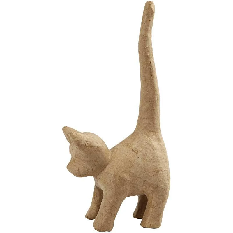 Katt av papier-maché, H: 28 cm, L: 12 cm, 1 st. [HOB-26537]