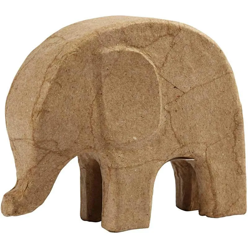 Elefant av papier-maché, H: 14 cm, L: 17 cm, 1 st. [HOB-26529]