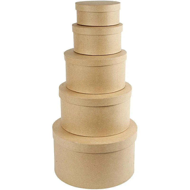 Runda Hattaskar, H: 8+10+13+15+19 cm, Dia. 16,5+18,5+24+28,5+35,5 cm, 5 st./ 1 set [HOB-26466]