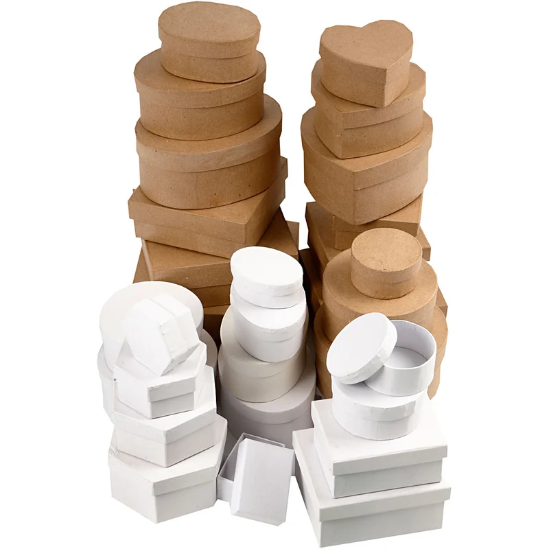 Pappaskar, stl. 6,5-18 cm, brun, vit, 30 st./ 1 set [HOB-26373]