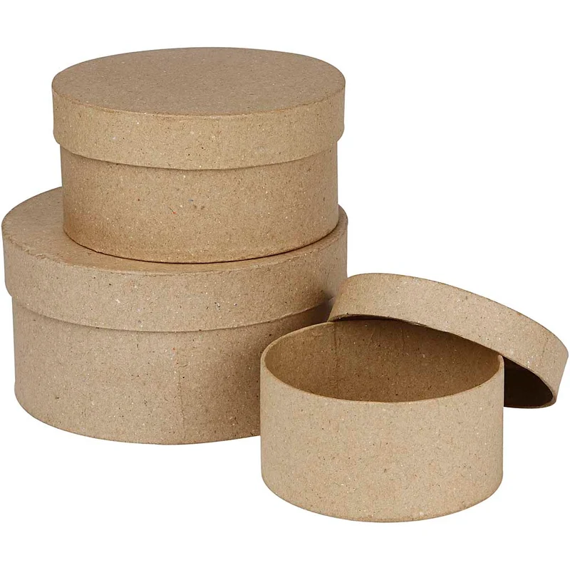 Runda Pappaskar, H: 5+6,5+7,5 cm, Dia. 10+13+16 cm, 3 st./ 1 set [HOB-263700]
