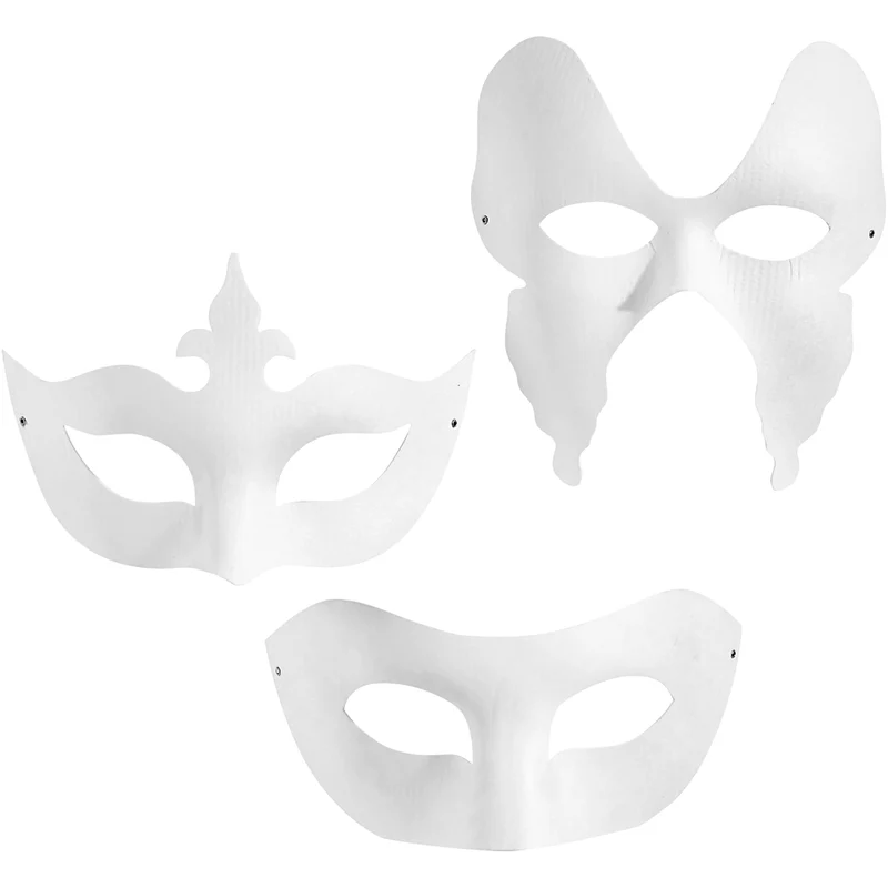 Masker, H: 10-20 cm, B: 18-20 cm, vit, 3x4 st./ 1 förp. [HOB-26356]
