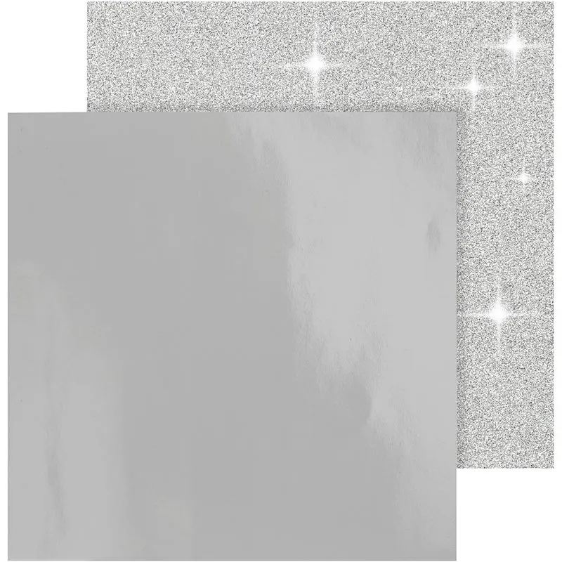 Designpapper, 30,5x30,5 cm, 120+128 g, silver, 2ark/ 1 förp. [HOB-26241]