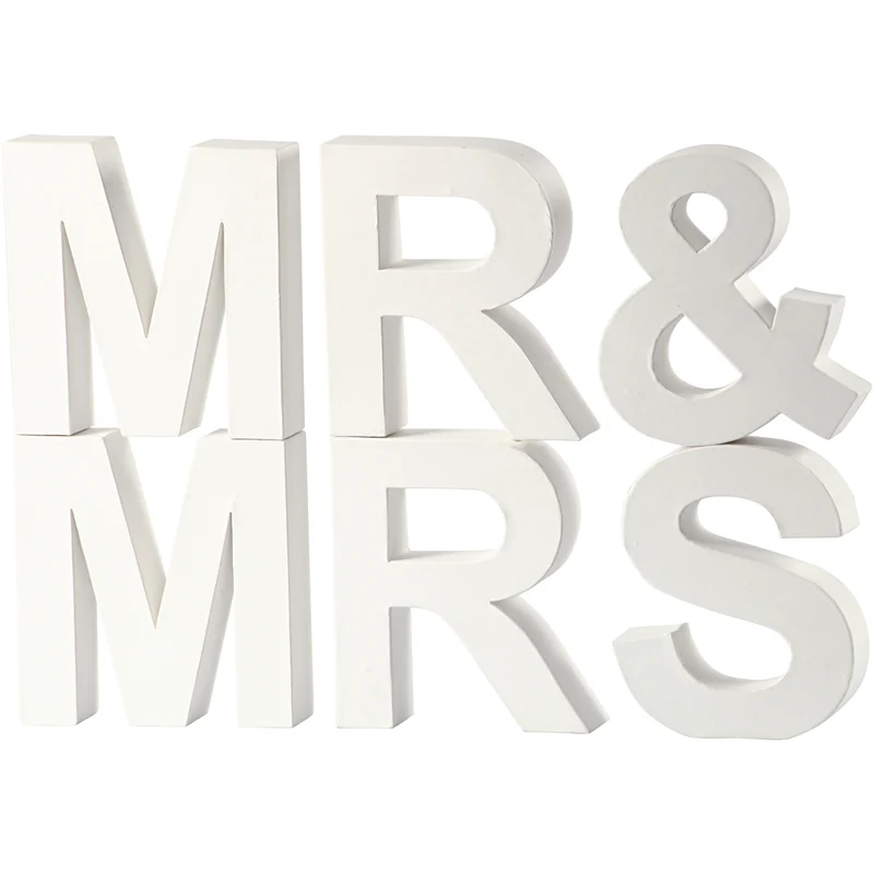 Bokstäver, MR & MRS , H: 17,5 cm, D: 4,5 cm, vit, 1 set [HOB-25772]