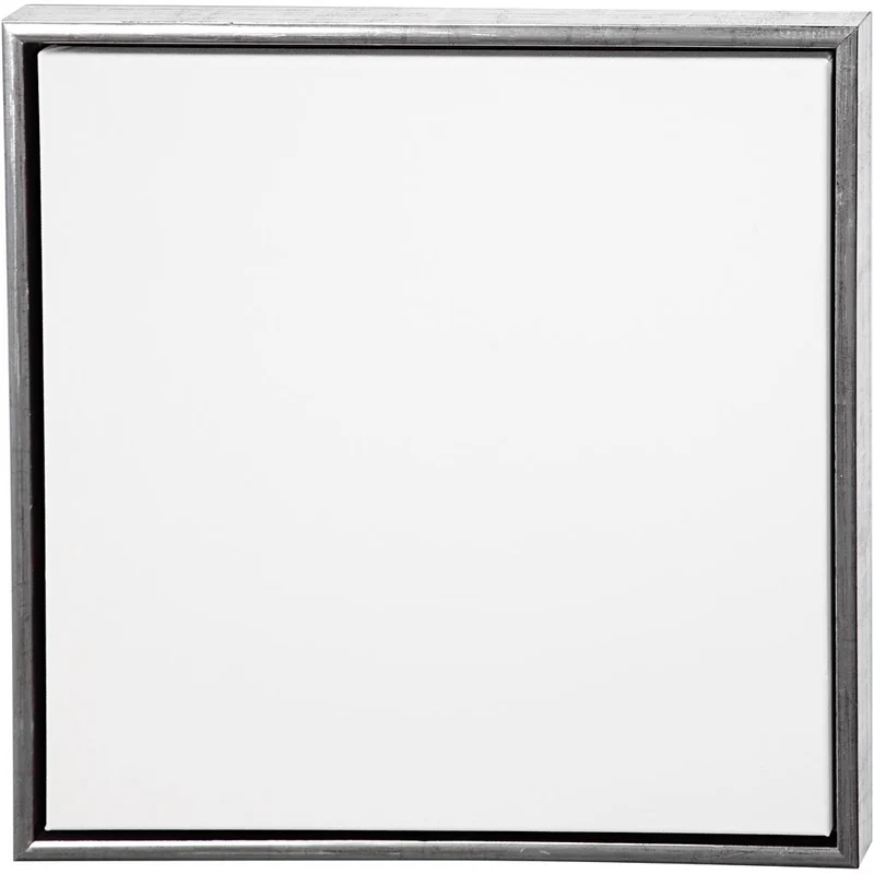 Duk med ram, stl. 50x50 cm, 360 g, antiksilver, vit, 1 st. [HOB-25759]