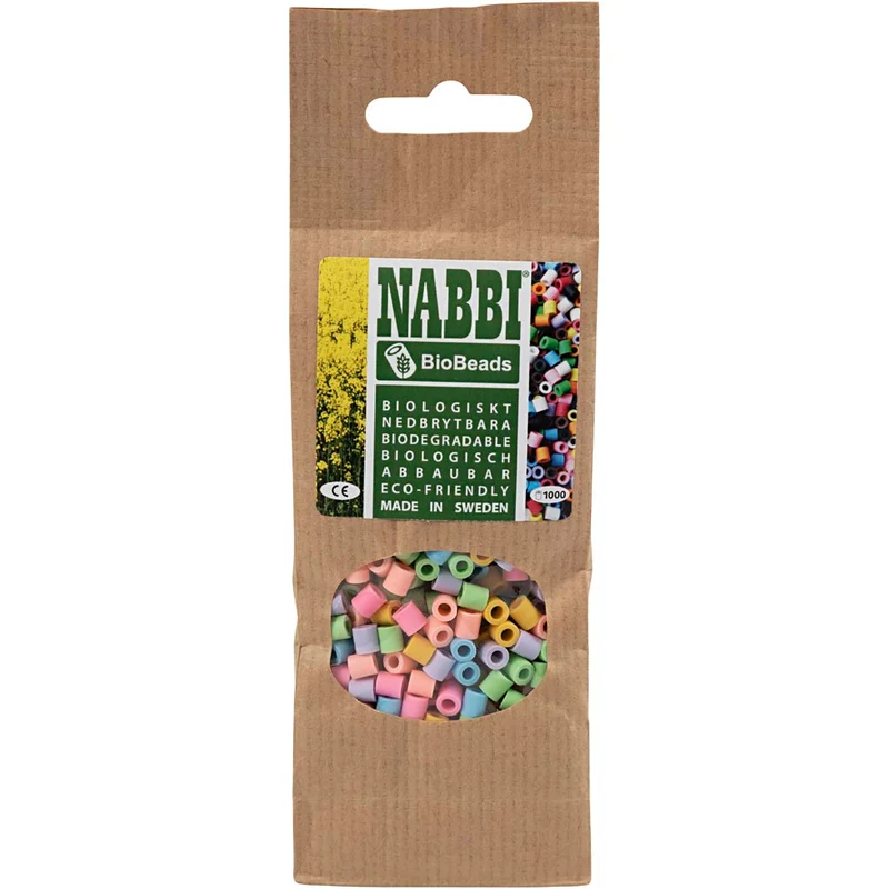NABBI BioBeads, stl. 5x5 mm, Hålstl. 2.5 mm, medium, pastellfärger, 1000 st./ 1 förp. [HOB-9067651]