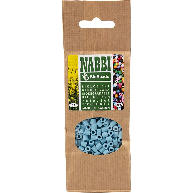 NABBI BioBeads, stl. 5x5 mm, Hålstl. 2,5 mm, medium, pastellgrön, 1000 st./ 1 förp. [HOB-9067650]