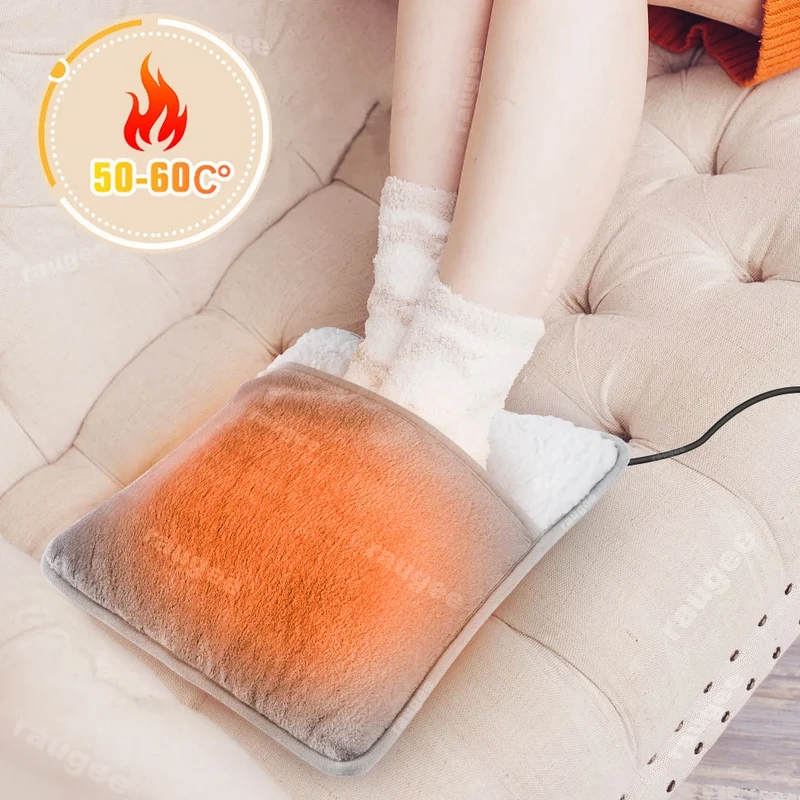 Raugee USB Electric Foot Warmer Mat – Portable Wearable Soft Foot Heating Pad for Home, Winter Warmth