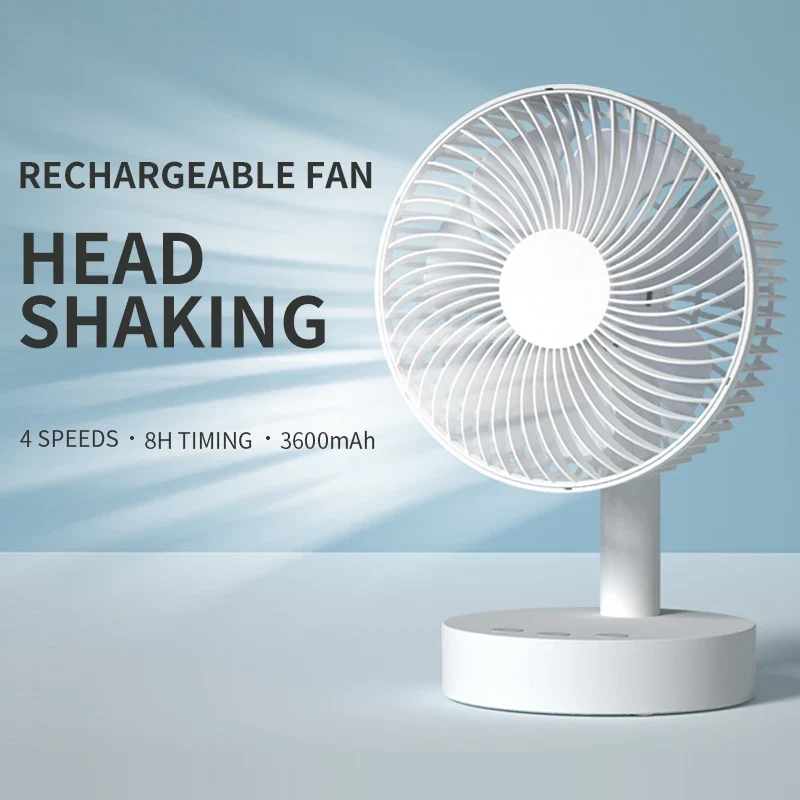 Kasydoff USB Desk Fan – 3600mAh Rechargeable, 4-Speed, 7-Blade Oscillating, Timer, Quiet Cooling Fan for Home & Office