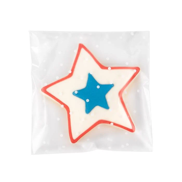 Plastpåsar 12,7x12,7 cm med prickar, peal and seal (100 st) [B55FD]
