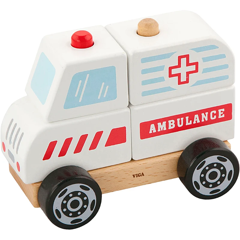 VIGA Stapel Ambulans i trä, Ambulans, stl. 13x10x8 cm, 1 st. [HOB-907664]