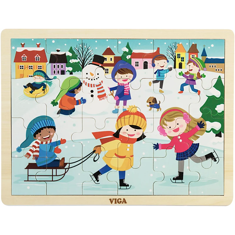 VIGA Träpussel Åstider, vinter, stl. 30x22,5 cm, 24 brickor, 1 st. [HOB-901168]