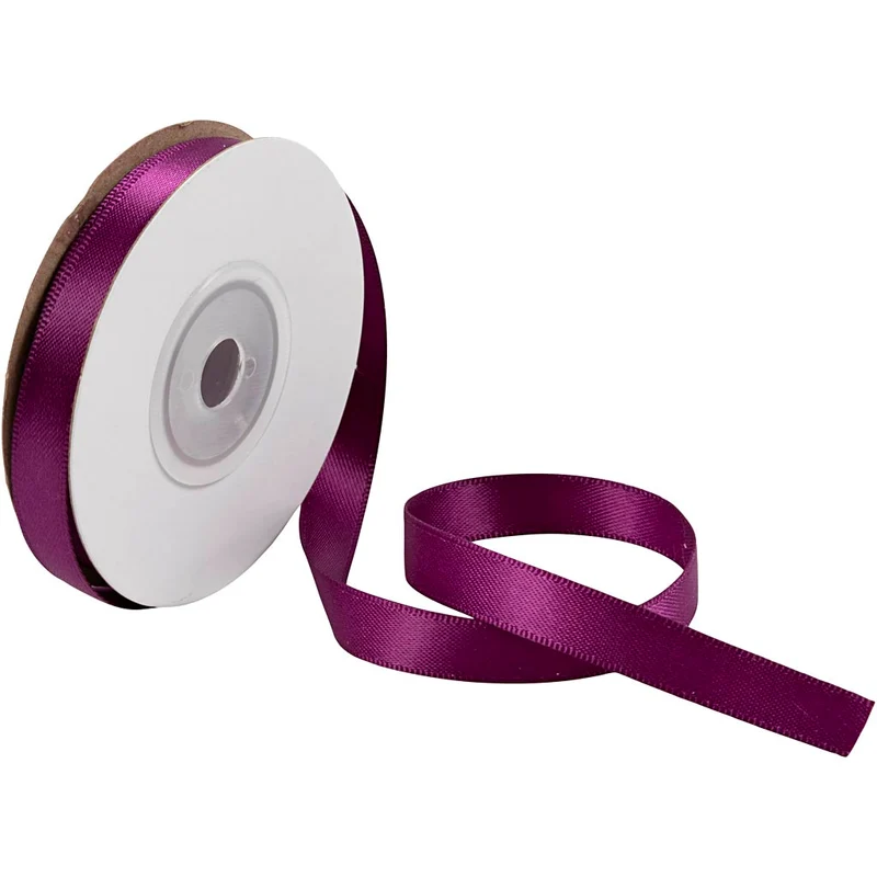 Satinband, B: 10 mm, mörklila, 10 m/ 1 rl. [HOB-780145]