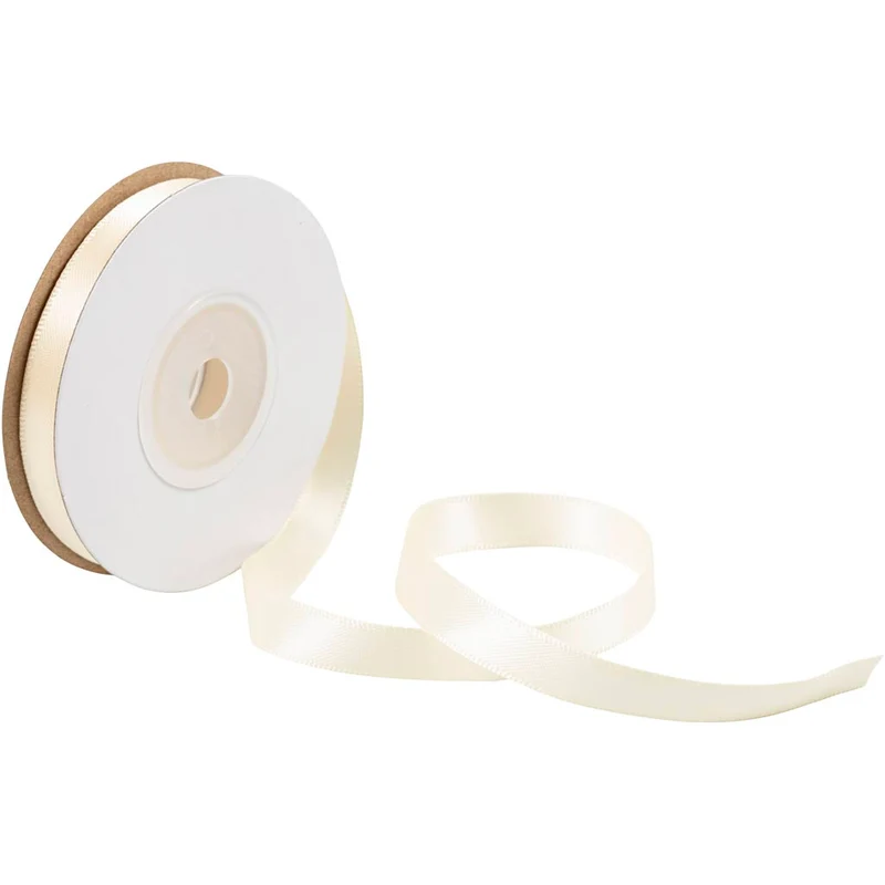 Satinband, B: 10 mm, cream, 10 m/ 1 rl. [HOB-780102]