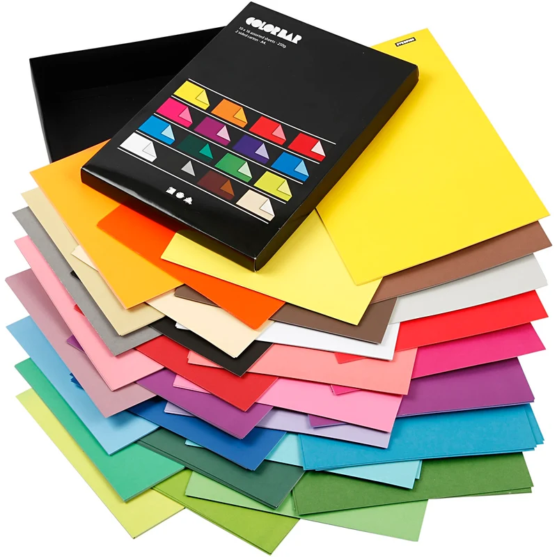 Colorbar Rivkartong, A4, ark 210x297 mm, 250 g, mixade färger, 16x10 ark/ 1 förp. [HOB-25417]