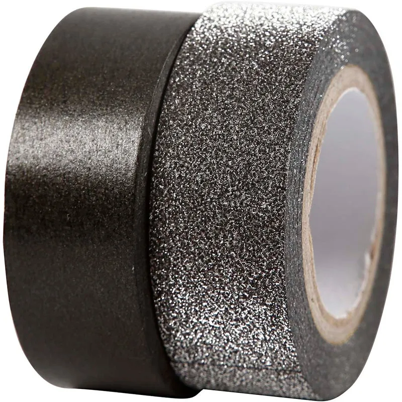 Washitejp, B: 15 mm, svart, 2 rl./ 1 förp. [HOB-25223]