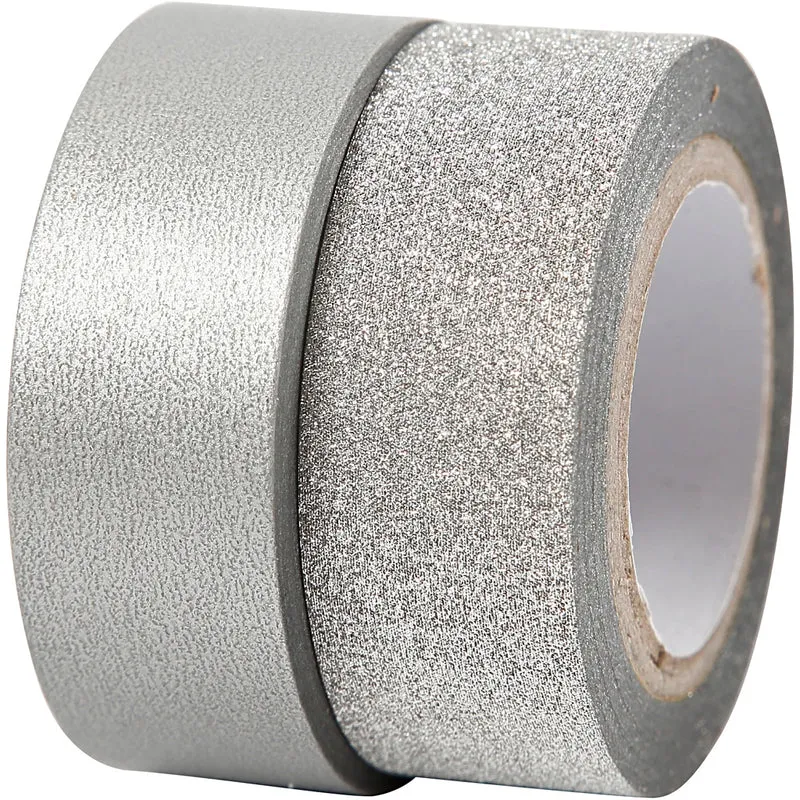 Washitejp, B: 15 mm, silver, 2 rl./ 1 förp. [HOB-25221]