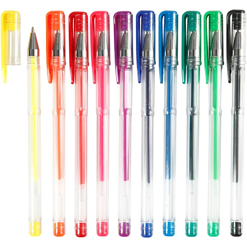 Gel kulspetspennor, spets 0,8 mm, mixade färger, 10 mix./ 1 förp. [HOB-25103]
