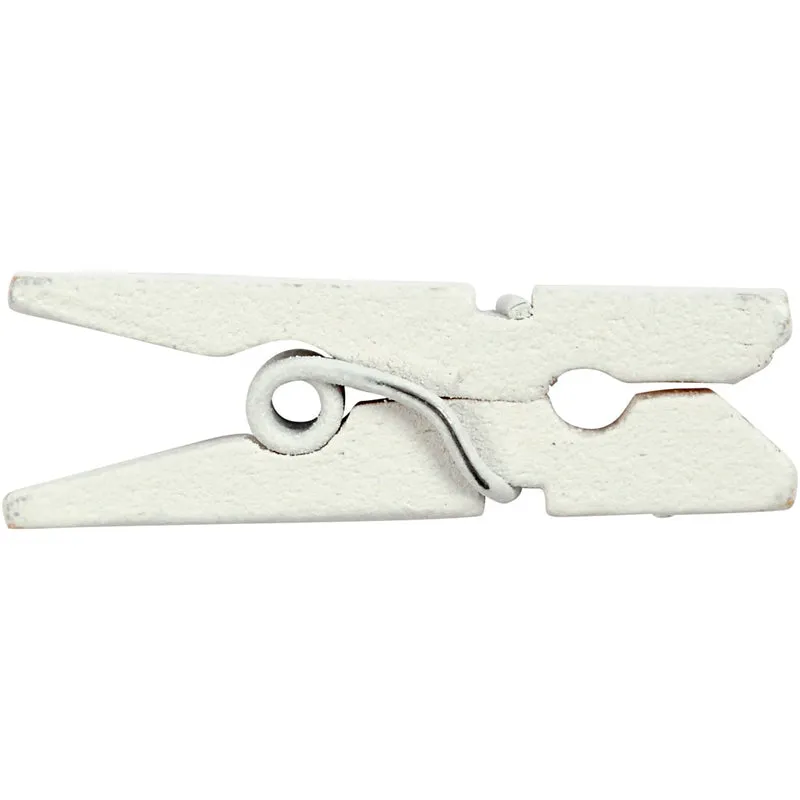 Mini klädnypor, L: 25 mm, B: 3 mm, vit, 36 st./ 1 förp. [HOB-56435]