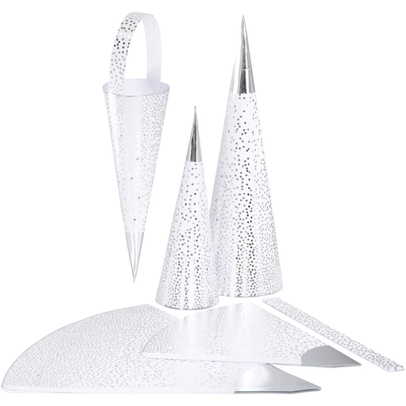 Strutar, H: 18+28 cm, 120 g, silver, vit, 3 st./ 1 förp. [HOB-24365]