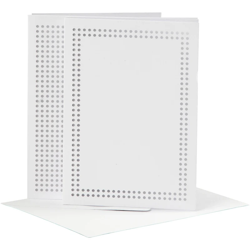 Kort till broderi, kortstl. 10,5x15 cm, kuvertstl. 11,5x16,5 cm, vit, 6 set/ 1 förp. [HOB-23901]