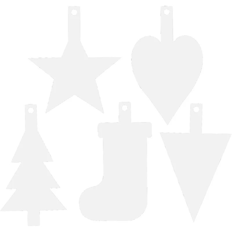 Juldekorationer, H: 23,5-26,5 cm, B: 15,5-20,5 cm, vit, 100 st./ 1 förp. [HOB-23881]