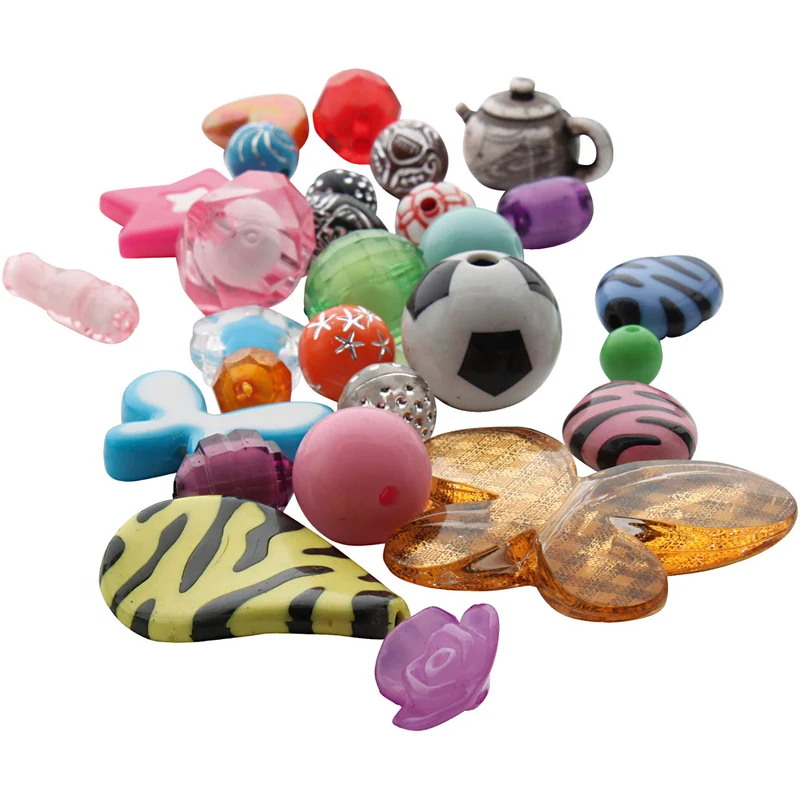 Fantasy, plastpärlemix, stl. 5-35 mm, Hålstl. 1-4 mm, 1000 g/ 1 förp. [HOB-740591]