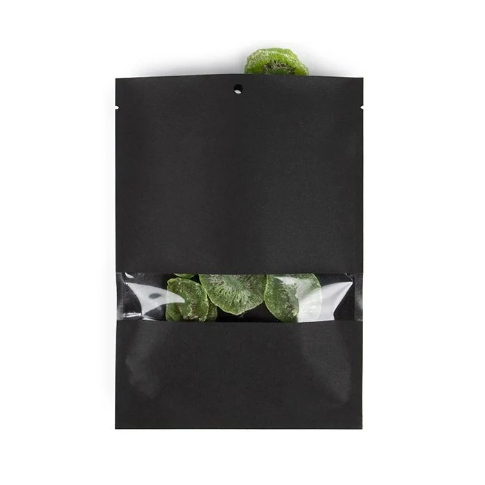 Kraftpåsar svarta ekofiendly 15,2x22,9 cm förslutningsbara med fönster (100 st) [KHS69BKW]
