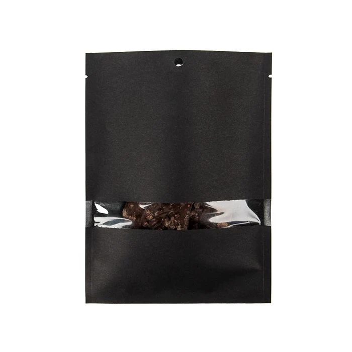 Kraftpåsar svarta ekofiendly 12,7x17,8 cm förslutningsbara med fönster (100 st) [KHS57BKW]