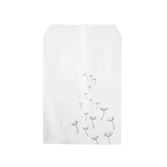 Papperspåsar vita med grå maskrosor 12,7x20,3 cm (100 st) [GPB58D]