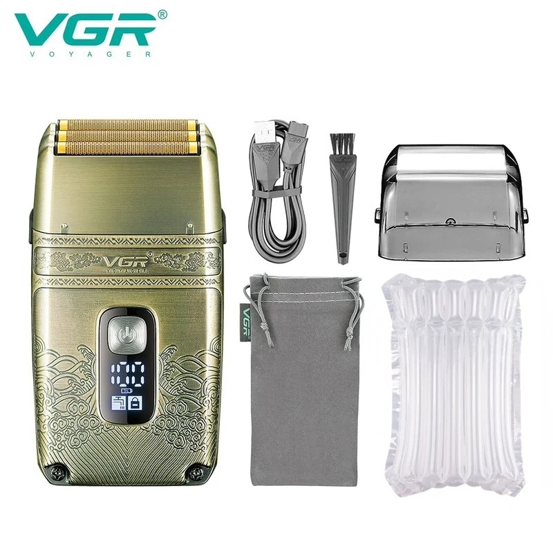 VGR V-335 Professional Foil Shaver – Triple Titanium Blade, LED, IPX6, 80min, USB