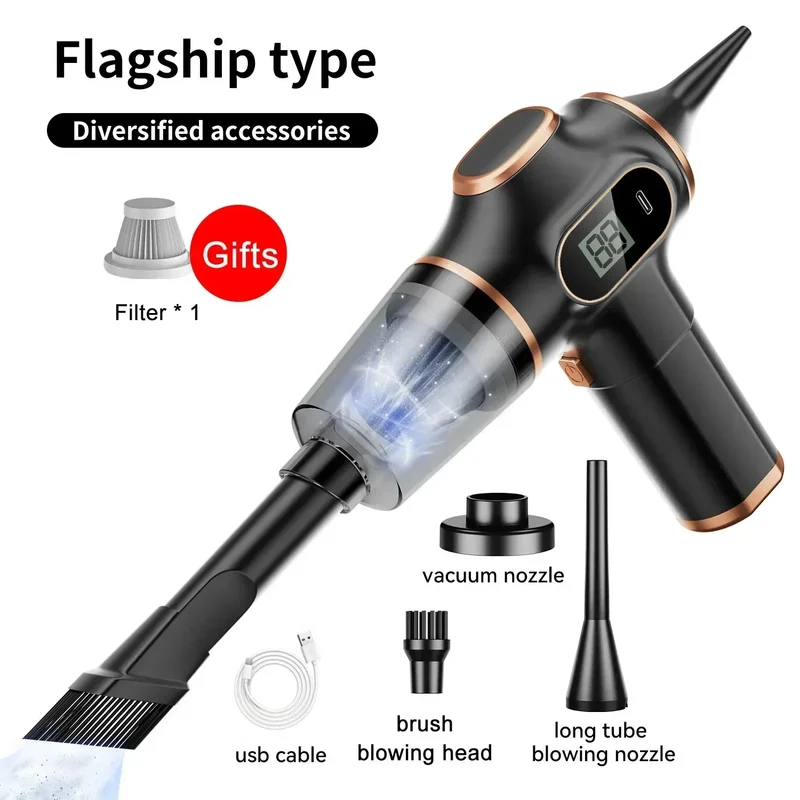 XMSJ Cordless Handheld Vacuum Cleaner – Wet & Dry, 120W, LCD, 2H Battery, Home & Car