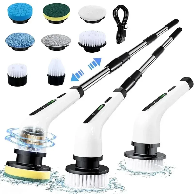 COBASPORT Electric Cleaning Brush Set – Rotating Multi-Tool for Bathroom, Kitchen & Car