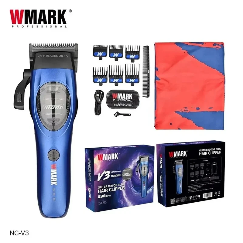WMARK NG-V3 Professional Hair Clipper – BLDC High-Torque Motor, DLC Blade, 2500mAh, 160min, Wet/Dry
