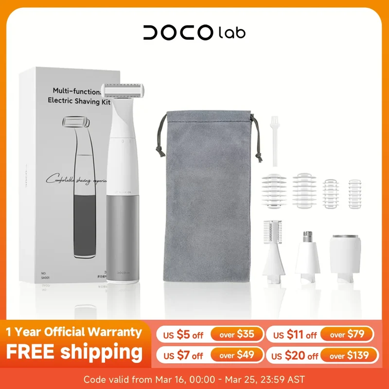 DOCO LAB 4-in-1 Electric Epilator & Hair Removal Trimmer – Cordless, Painless, Body & Bikini, Gift for Men & Women
