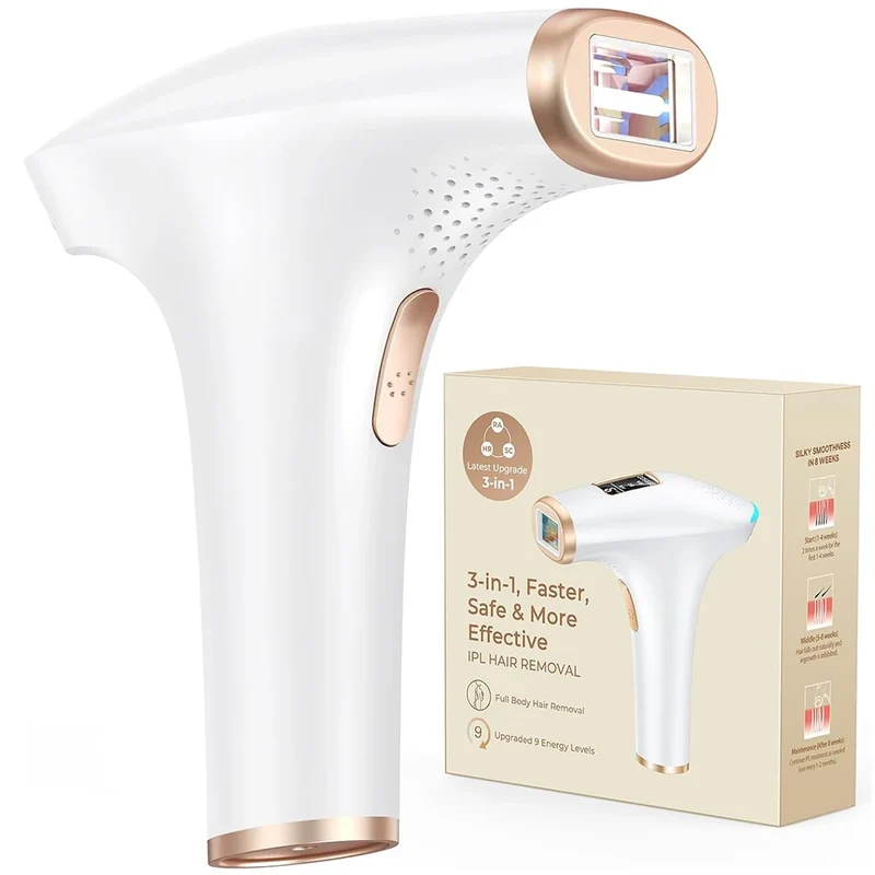 JOOYEE IPL Hair Removal Device – 999,900 Flashes, 9 Levels, HR/SC/RA Modes, Painless At-Home Laser Epilator for Women