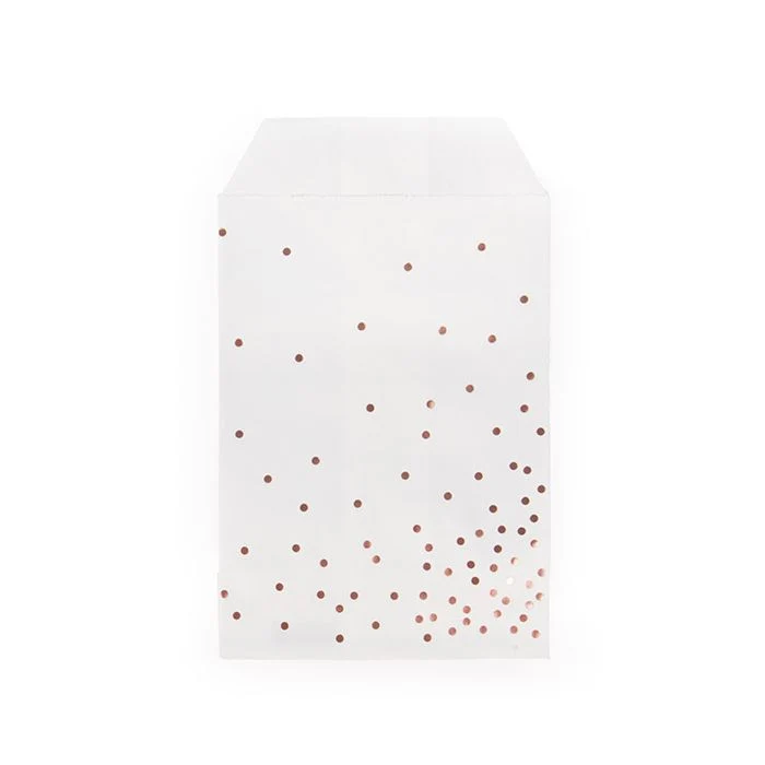 Papperspåsar vita med roséguldprickar 7,6x12,7 cm (100 st) [GPB35RD]