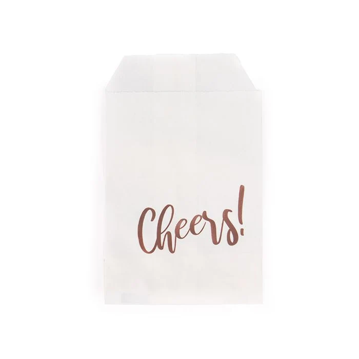 Papperspåsar vita med roséguldsrondell 7,6x12,7 cm (100 st) [GPB35RCH]